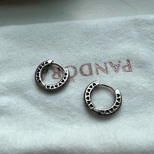 Pandora pavé heart hoop earrings